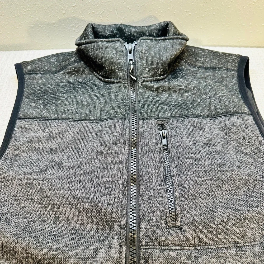 FLAG & ANTHEM Men's Vest Heathered Grey‎ Fleece Zip Up Pockets - Size M, casual